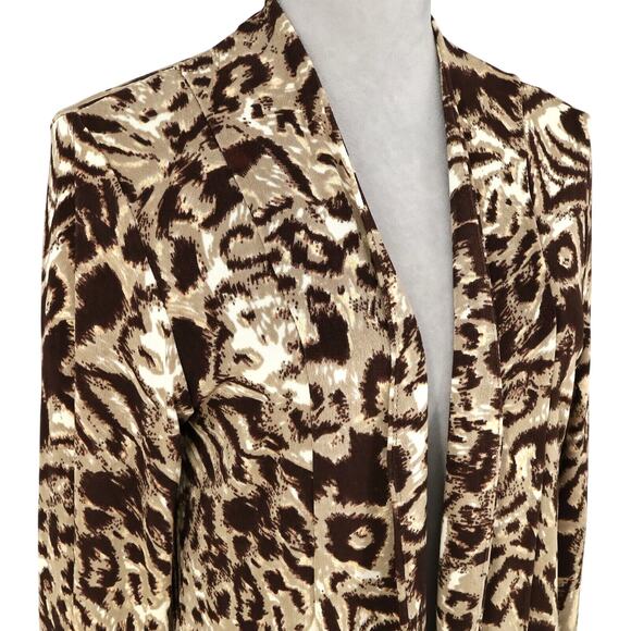 Chicos Travelers Jacket 1 Womens Medium 8 Animal Print Beige Brown Stretch Knit - Picture 6 of 15